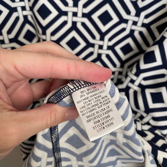 Jude Connally Blue and White Midi Dress with Geometric Print - Picture 5 of 5